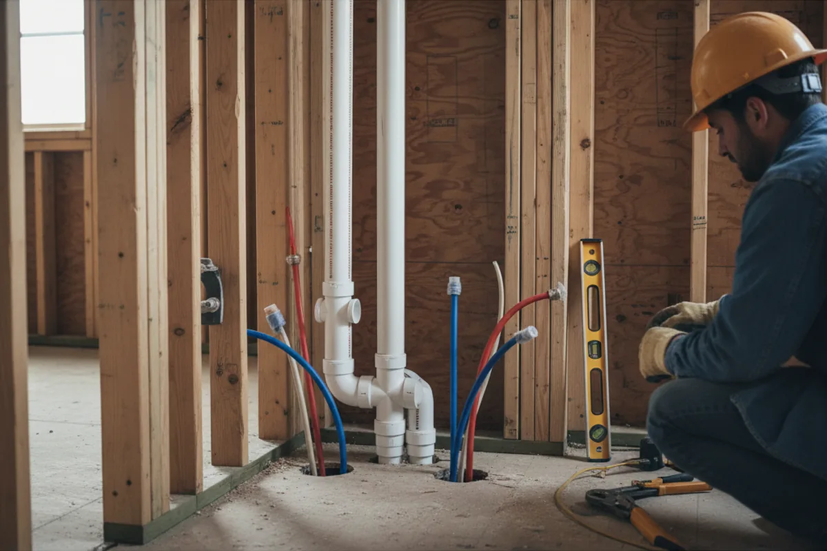 Drain and supply rough-in during Toilet Repair and Installation in Lannon