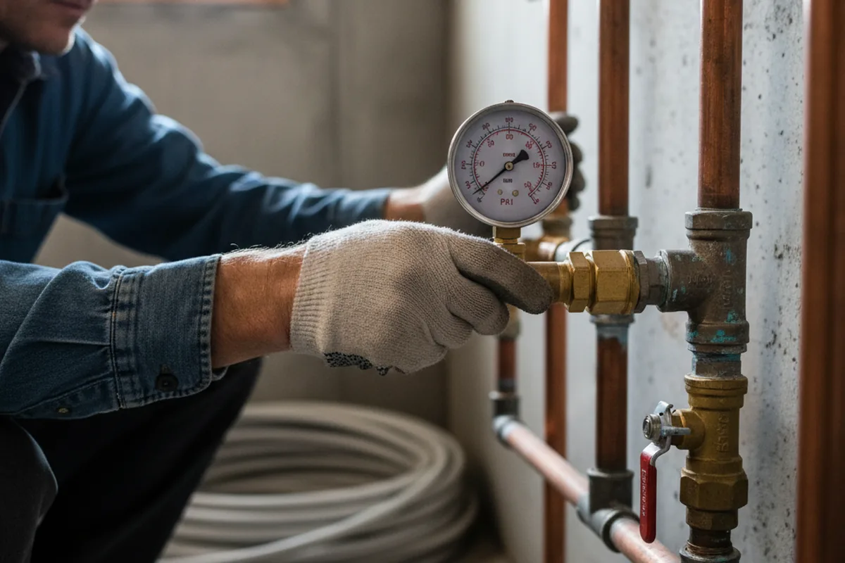 Pressure testing a repaired line during Water Line Repair in Lannon